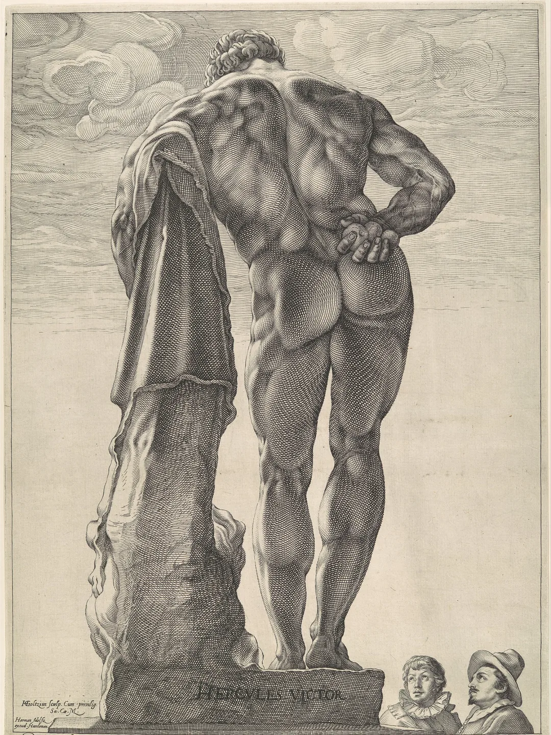 Classical sculpture of a muscular figure