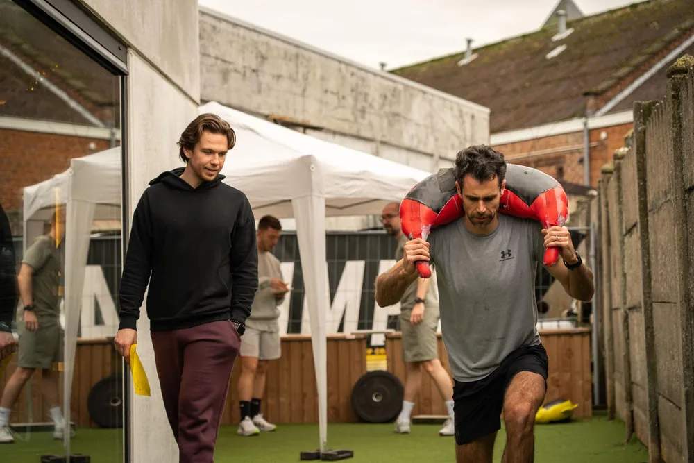 Group strength training outdoors